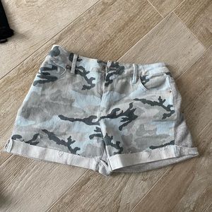 Blue/Grey Camo Jean Shorts with Sweatpants Material